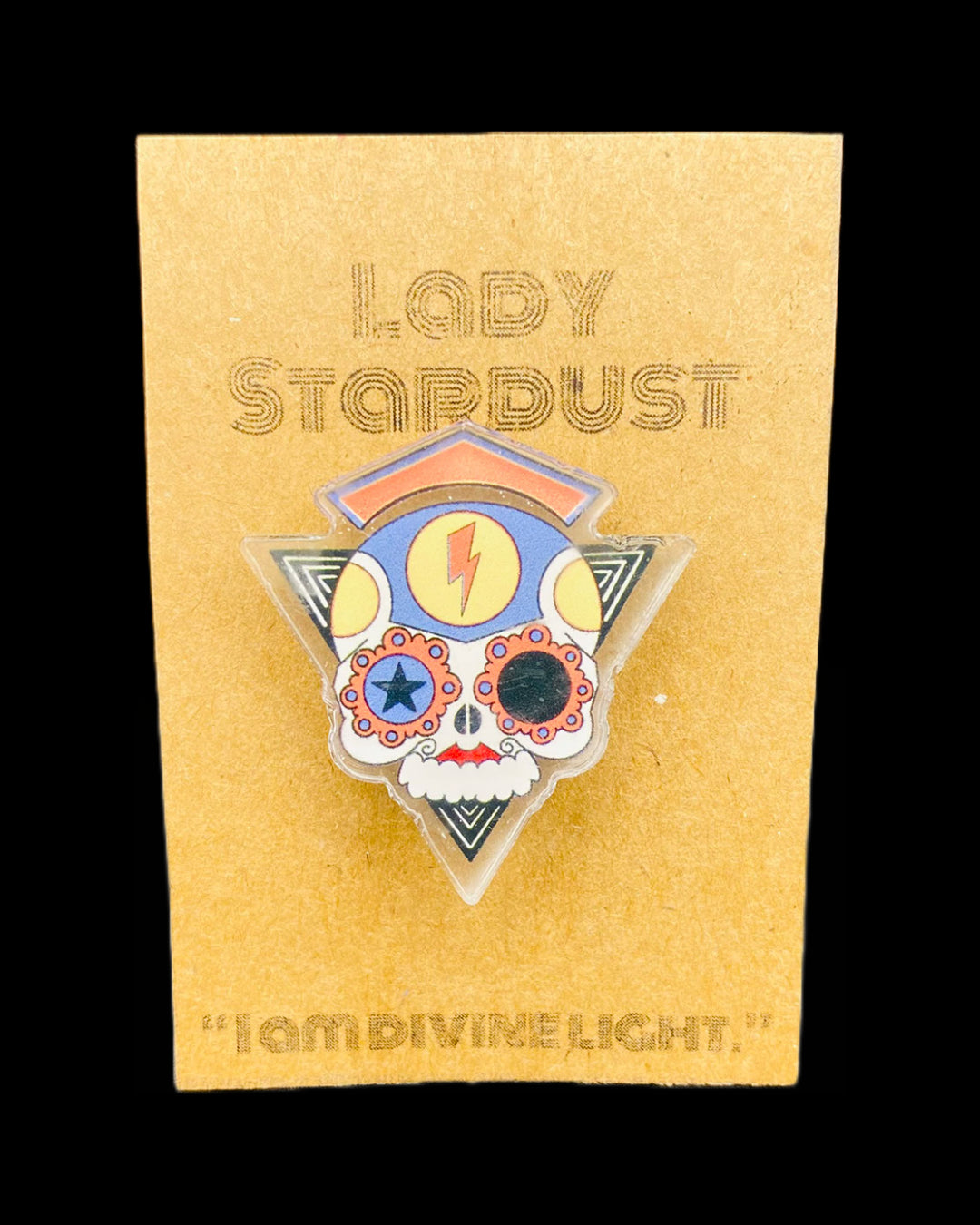Lady Stardust Acrylic Sugar Skull Pin