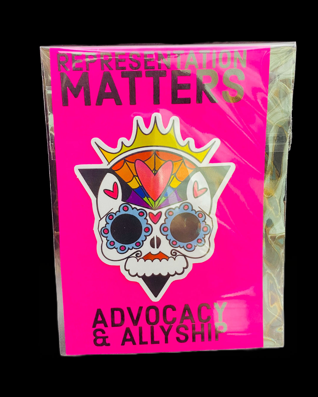Representation Matters Holographic Sugar Skull Sticker